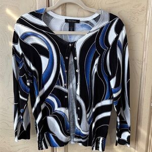 White House Black Market Blue and White Top